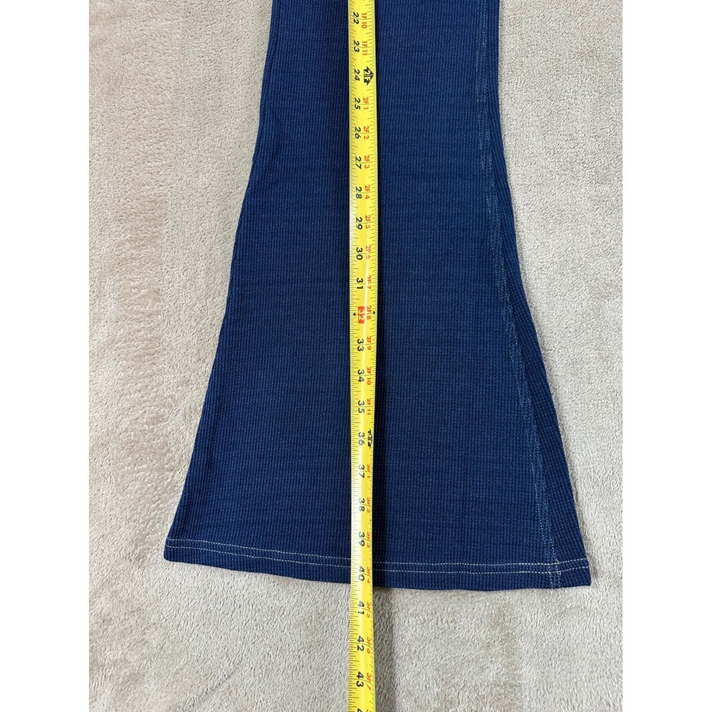 Halara Crossover Waist Waffle Knit Flare Pants Women M Reg Navy Blue Stretch NEW - Picture 12 of 14